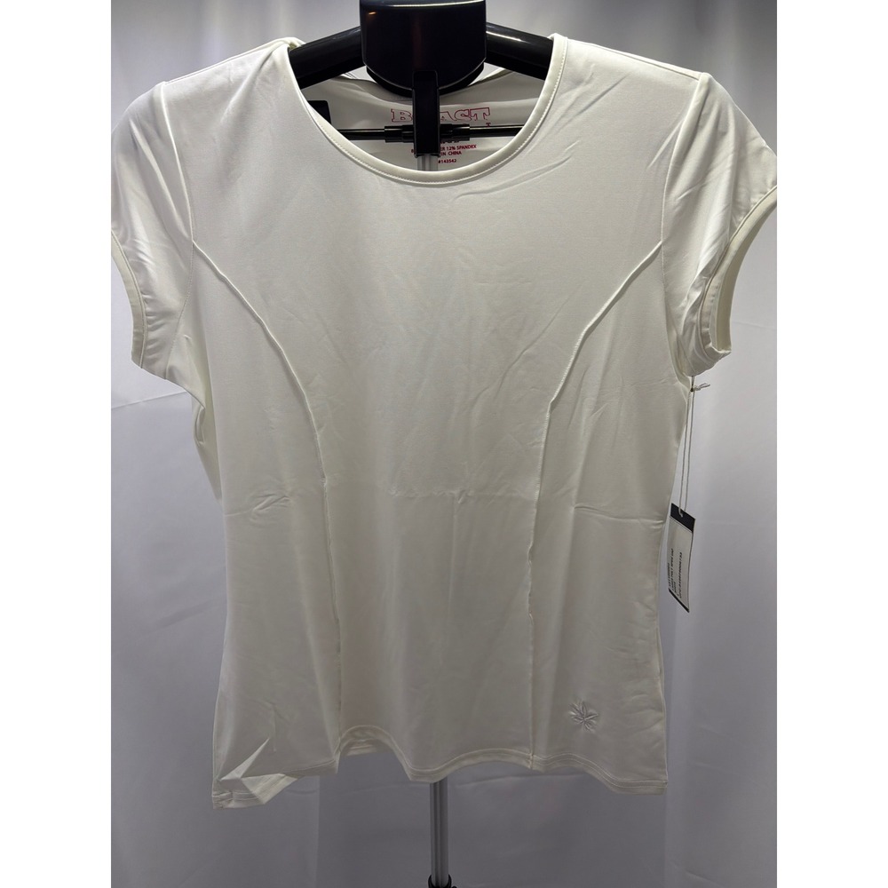 Boast Court Womens White Short Sleeve Athletic Tennis T-Shirt Size Large NWT